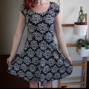 Navy damask cotton dress